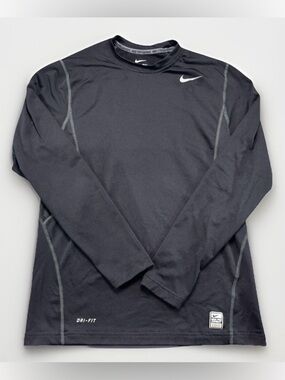 Nike Pro Combat Dri-Fit Fitted Training Shirt Mens Medium Black Long Sleeve